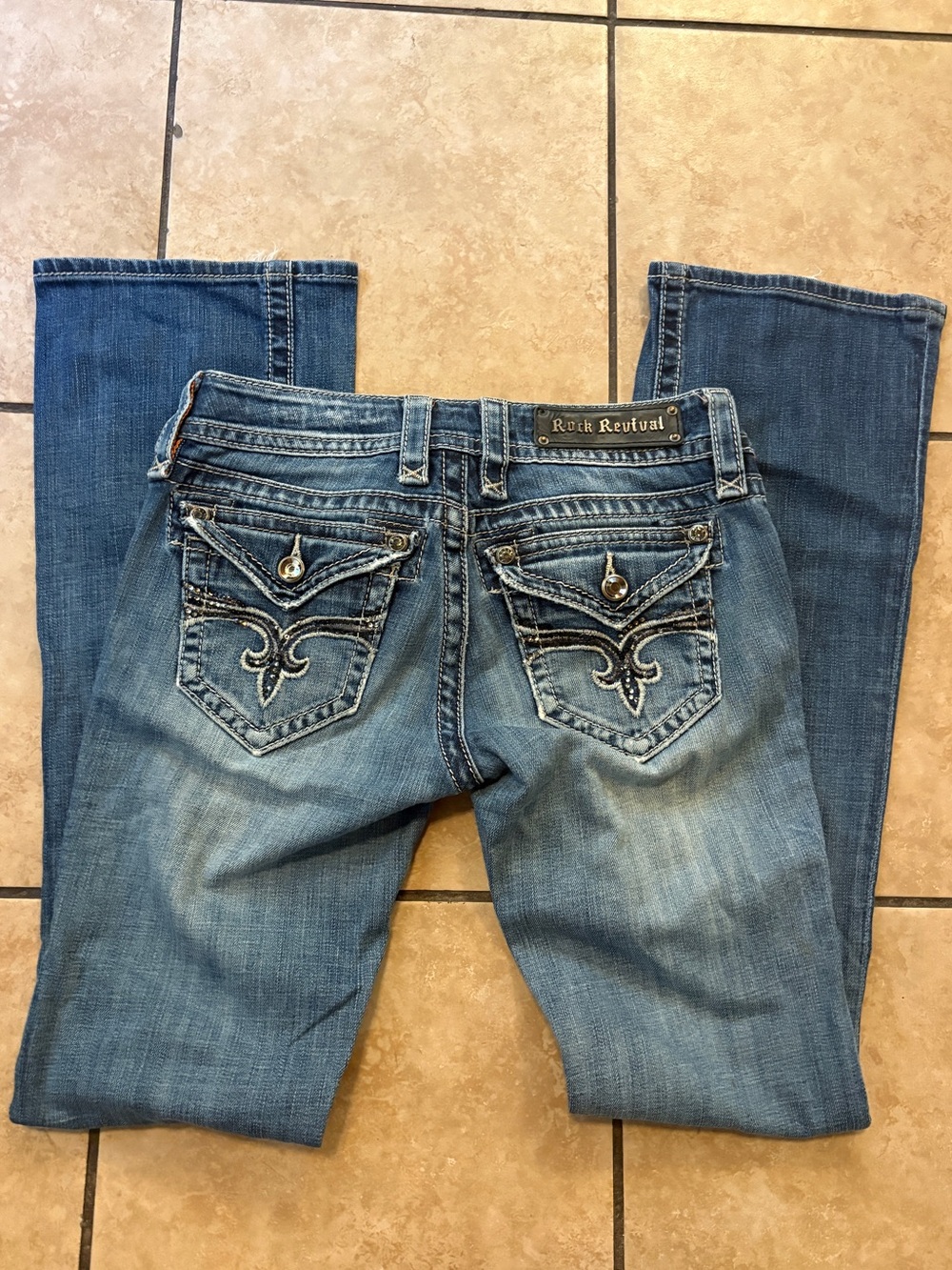 Rock Revival Light Blue Embellished Bootcut Jeans